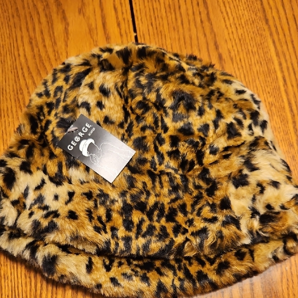 George Leopard Print Faux Fur Hat